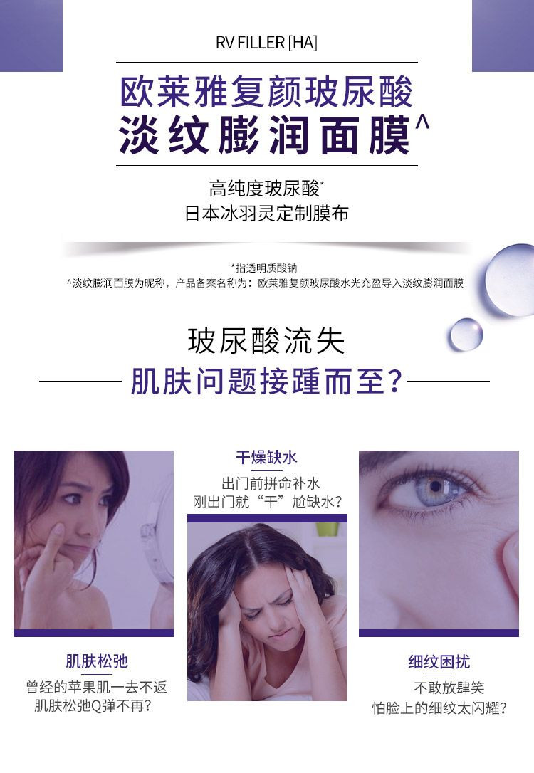 欧莱雅/LOREAL 复颜玻尿酸水光充盈导入淡纹膨润面膜5片补水淡纹亮肤保湿