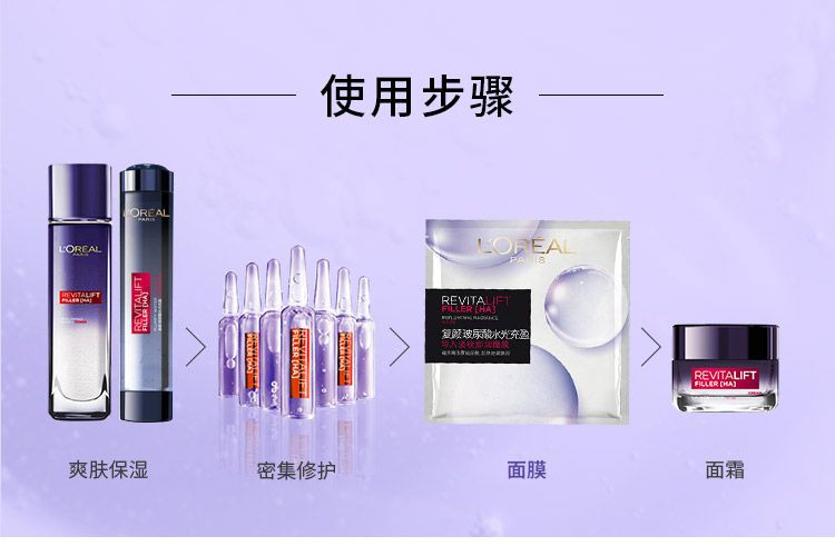 欧莱雅/LOREAL 复颜玻尿酸水光充盈导入淡纹膨润面膜5片补水淡纹亮肤保湿