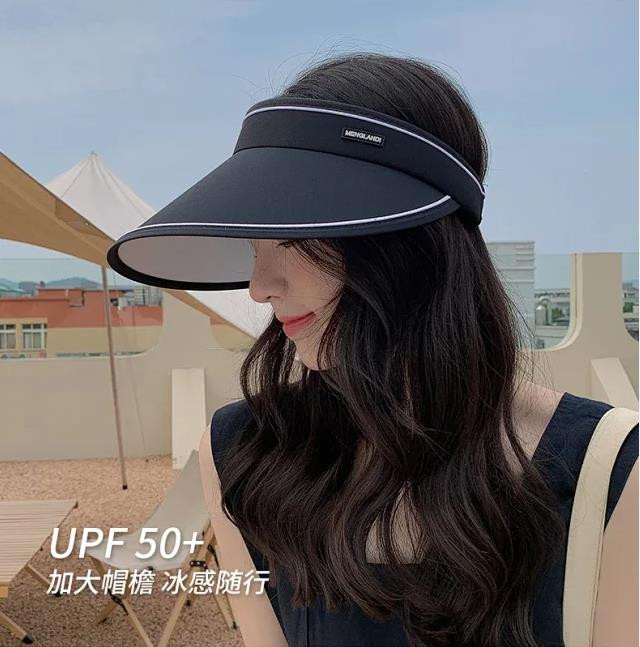 牧蝶谷 uv防晒帽子女夏防紫外线遮阳帽骑车运动空顶帽大檐遮脸太阳帽