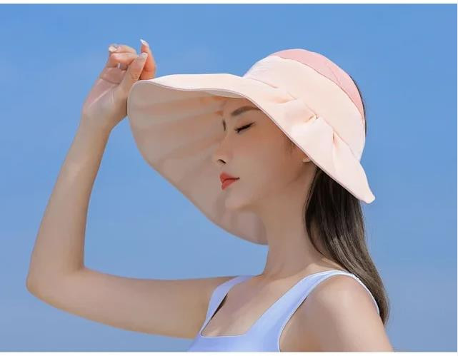 韩版夏季帽子女旅游度假防晒遮阳帽透气空顶太阳帽折叠凉帽新
