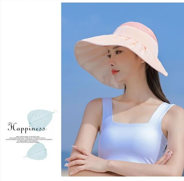 韩版夏季帽子女旅游度假防晒遮阳帽透气空顶太阳帽折叠凉帽新