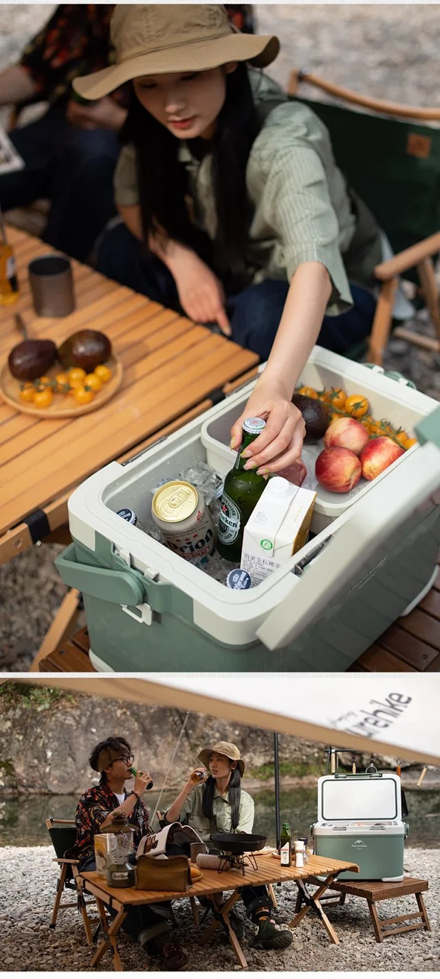 户外露营手提保温箱野餐食品保鲜冷藏箱大容量冰桶