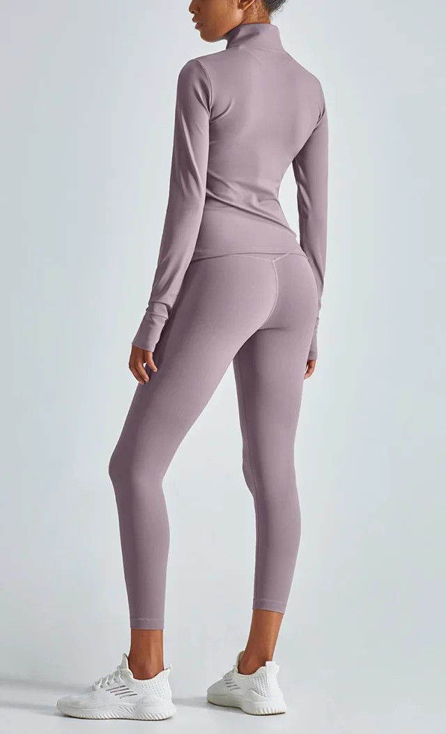 新款欧美健身服女 紧身裸感瑜伽服长袖上衣运动外套