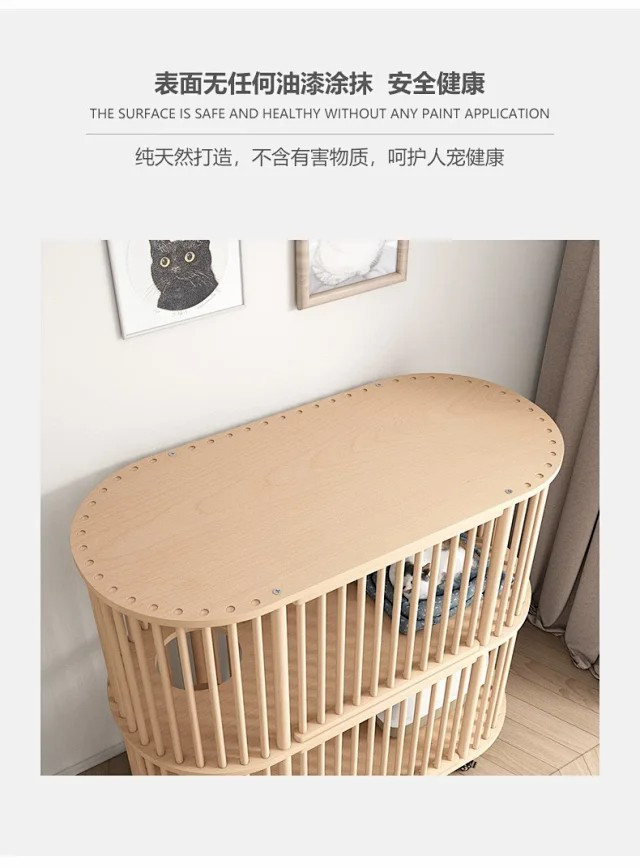 图石果记 宠物猫咪用品超大型空间别墅实木豪华双层猫柜猫笼