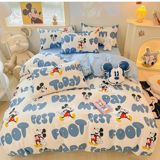 芙拉迪 迪士尼纯棉卡通床单被套枕套三件套四件套含床笠款多花色