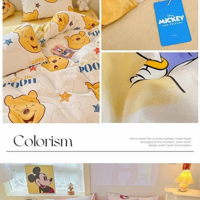 芙拉迪 迪士尼全棉卡通床单被套枕套三件套四件套床上用品含床笠款多花色