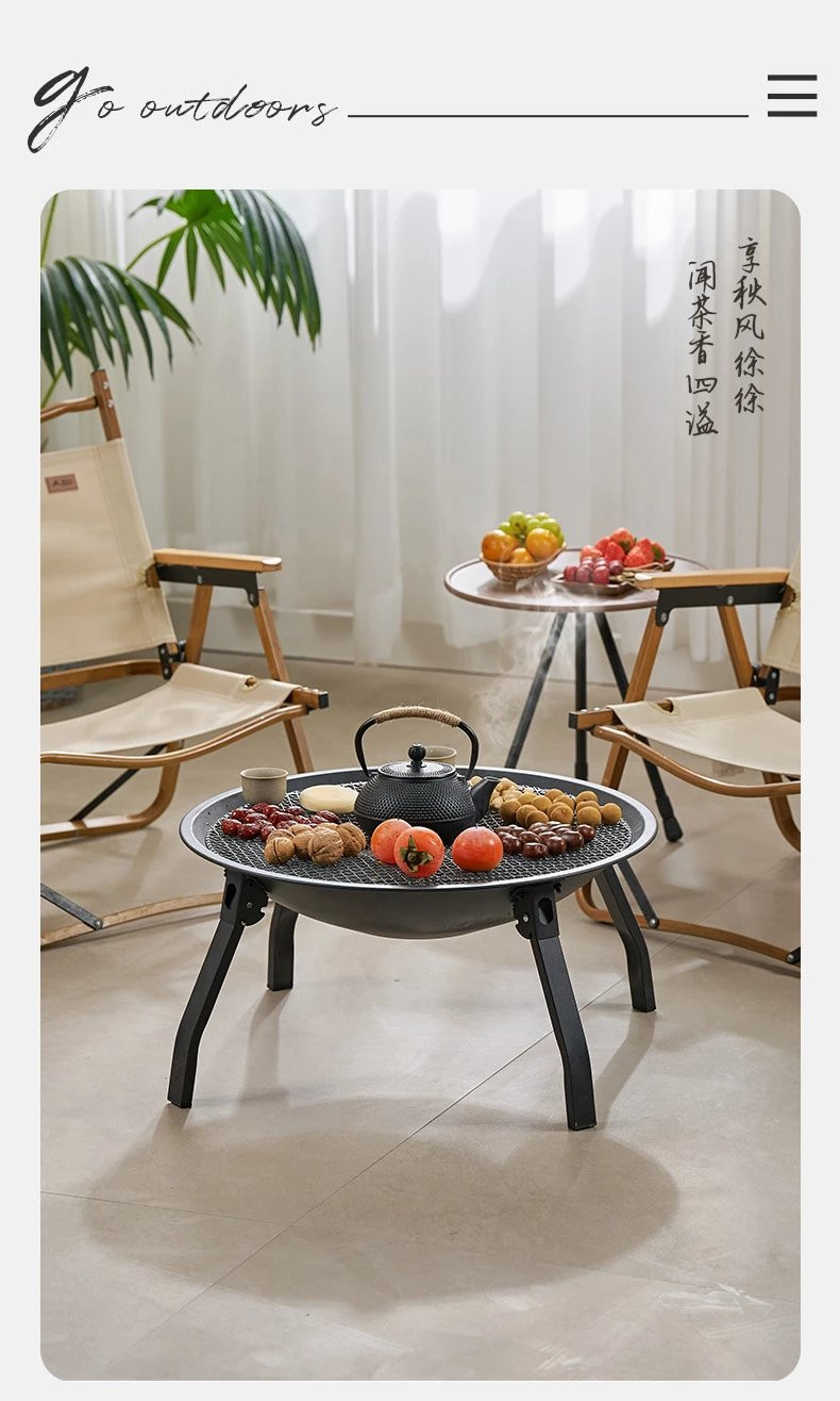 牧蝶谷户外室内可用全套取暖未录煮茶多功能折叠烧烤炉