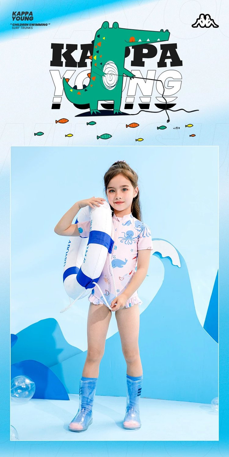 芙拉迪 夏季游泳温泉卡通印花女童连体泳衣