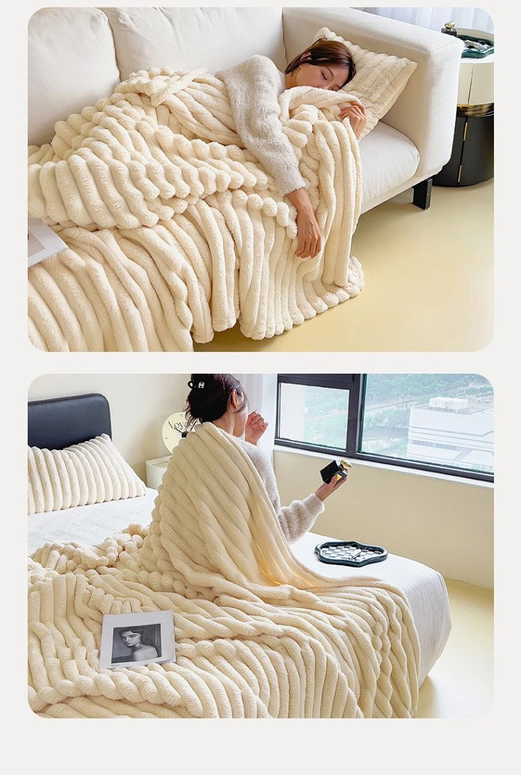 芙拉迪 四季款办公室午睡加厚保暖兔毛绒盖毯 柔和温暖 抗静电