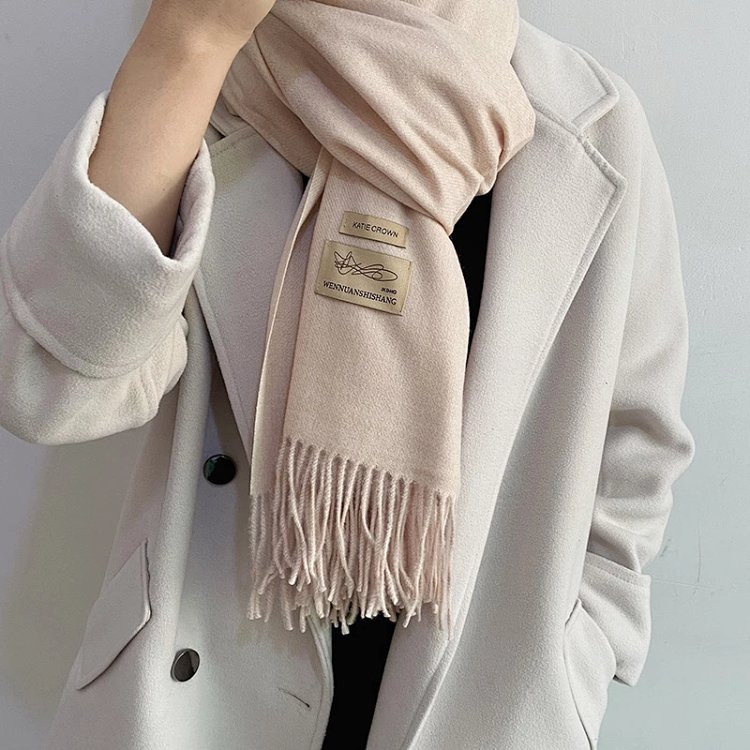 芙拉迪 冬季单色纯色百搭轻柔保暖仿羊绒披肩围巾