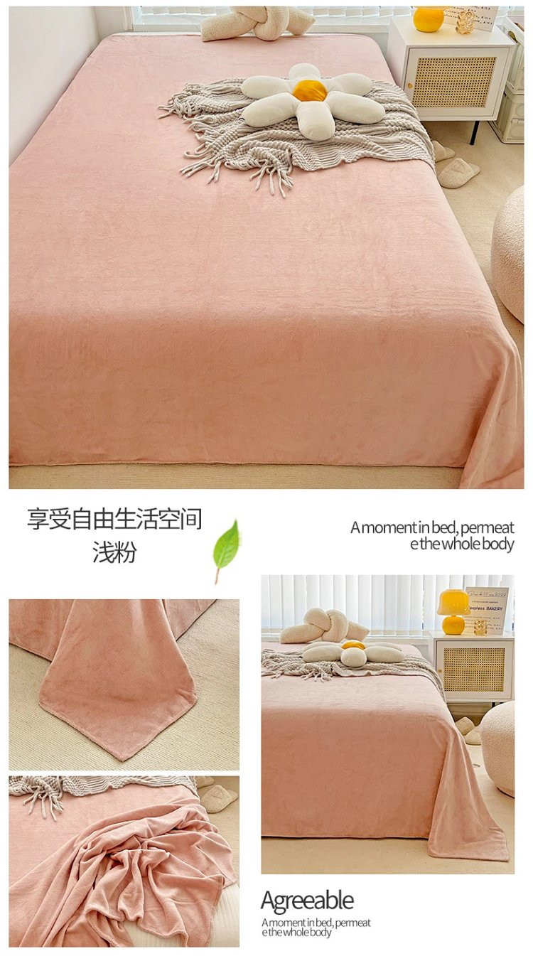 芙拉迪 秋冬家居细腻纯色简约牛奶绒床单仅床单 一触即暖 绒毛细腻