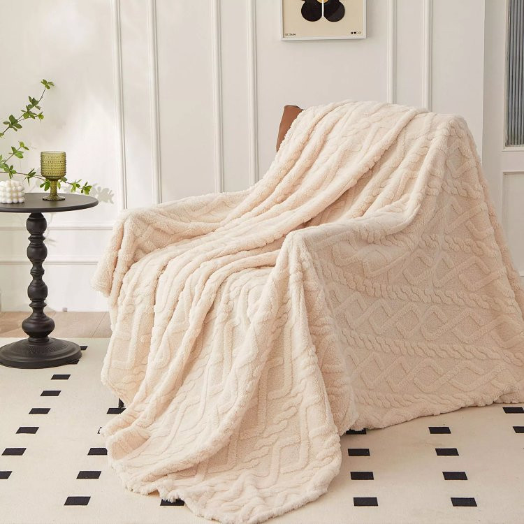 芙拉迪 秋冬家居纯色加厚单层塔芙绒毛绒盖毯休闲毯 温暖柔软 触感细腻