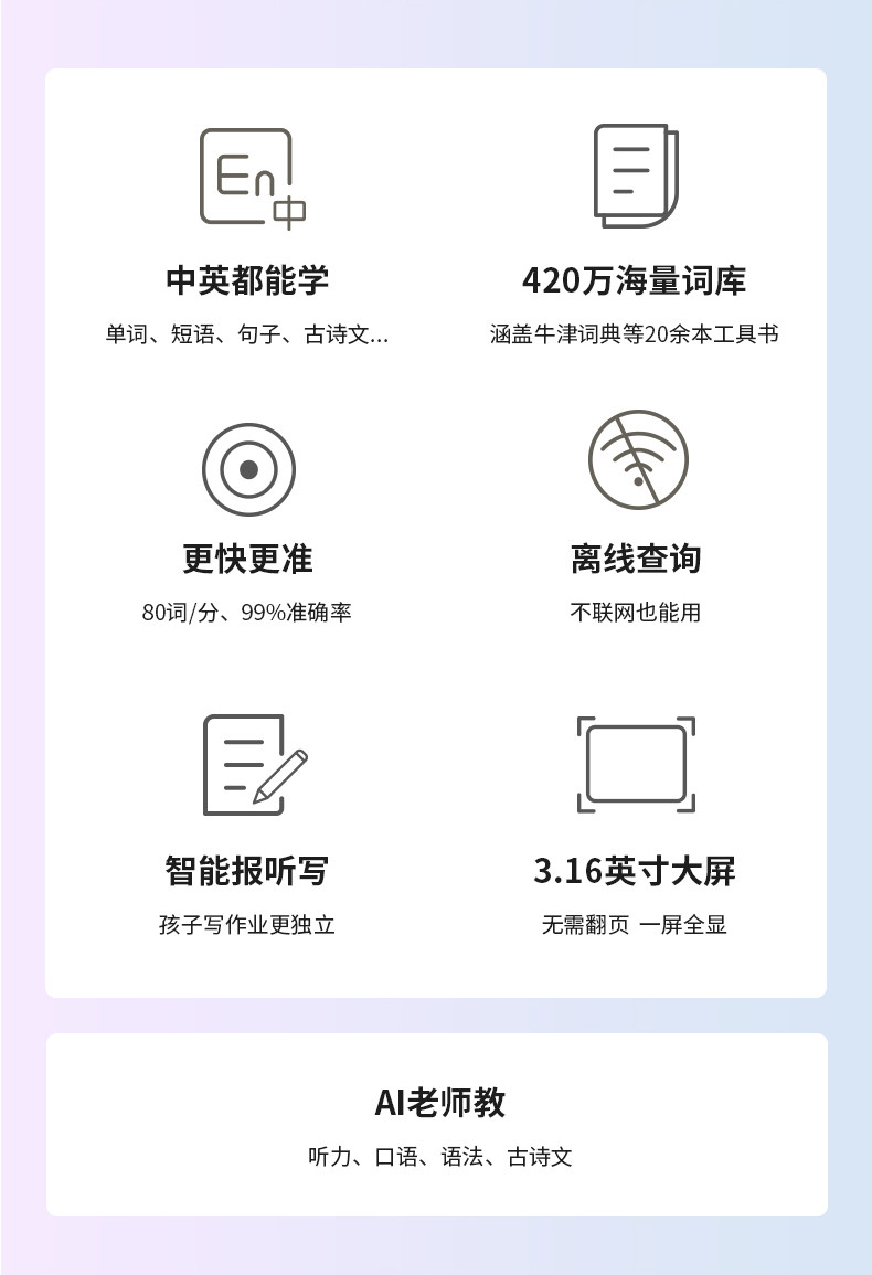 科大讯飞 阿尔法蛋AI词典笔X10 离线扫描翻译笔点读笔 小学初高中单词笔扫读笔 英语翻译机电子辞典