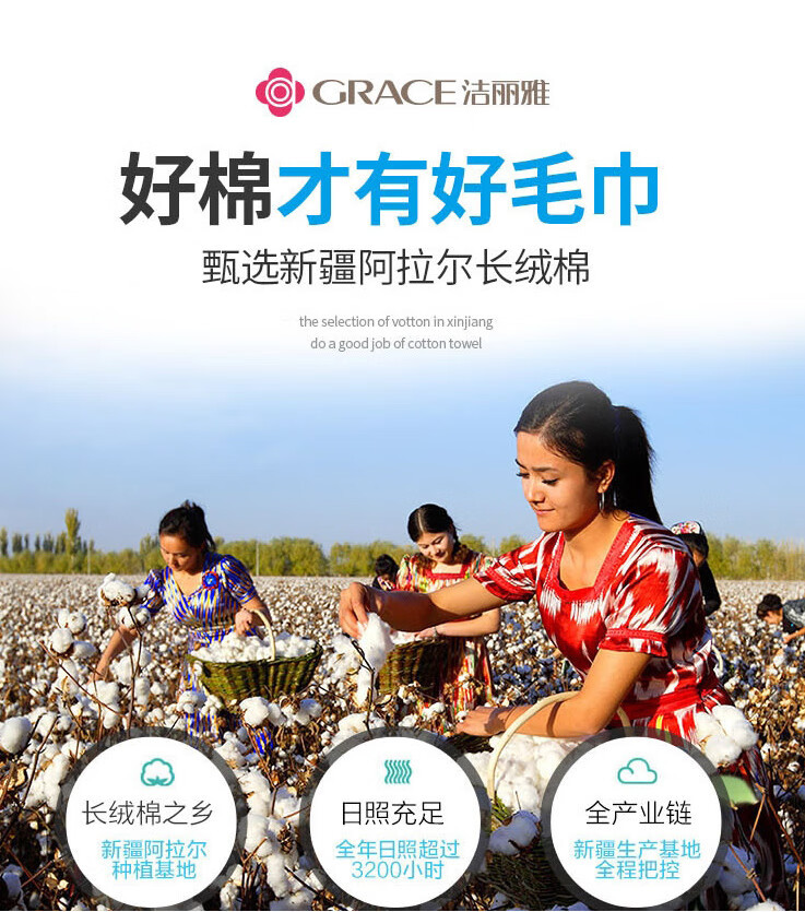 洁丽雅/grace 两条装毛巾 颜色随机  w0401