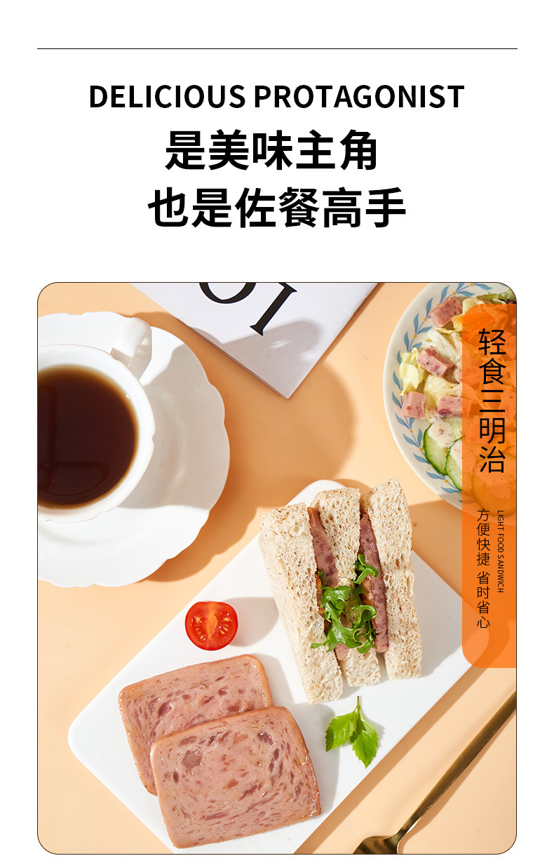 季季乐 黑猪午餐肉 2盒*200克 (40g*5片)