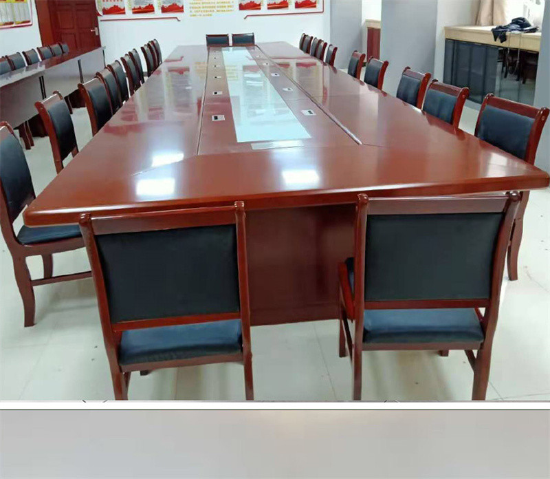 洛港 实木贴皮油漆会议桌洽谈桌大型会议室桌椅组合长桌会议室开会桌烤漆