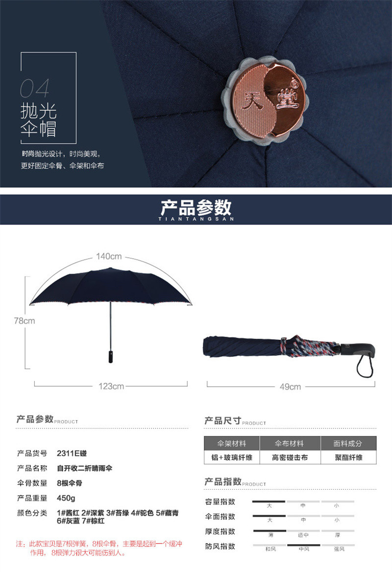 洛港  雨伞折叠全自动大号双人防水便携太阳伞遮阳伞晴雨两用男女/个