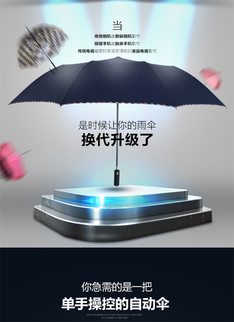 洛港  雨伞折叠全自动大号双人防水便携太阳伞遮阳伞晴雨两用男女/个