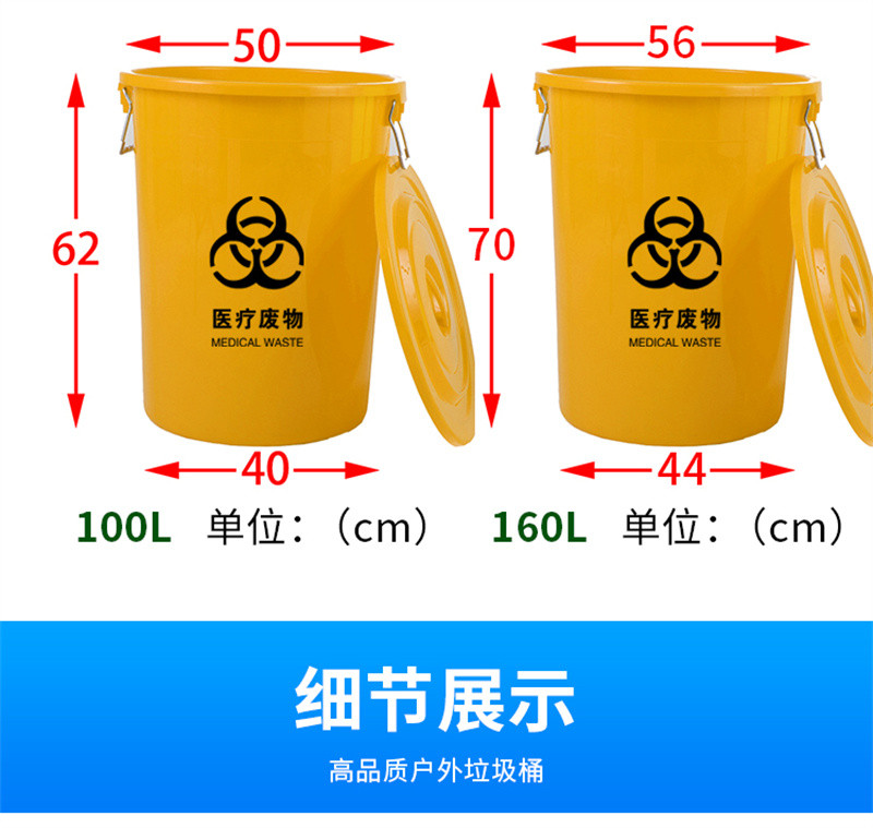 洛港 加厚医疗废物垃圾桶黄色诊所用损伤性圆形大号分类中号超大号/个