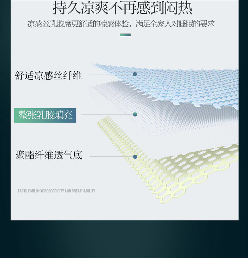 洛港 乳胶冰丝床笠凉席三件套可水洗夏季裸睡空调软席子夏天单人床罩/个