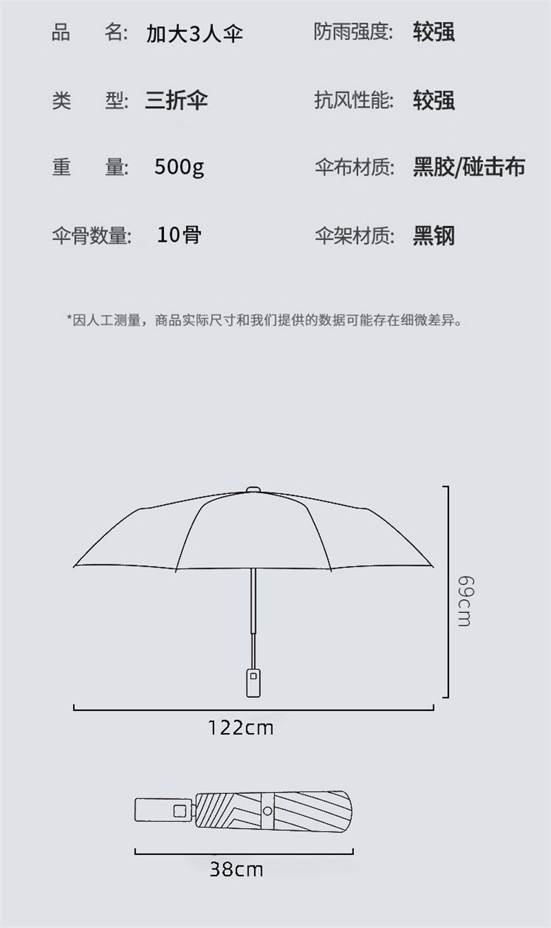 洛港  雨伞全自动大号折叠男士女太阳防晒超大抗风折叠晴雨两用结实收缩/个