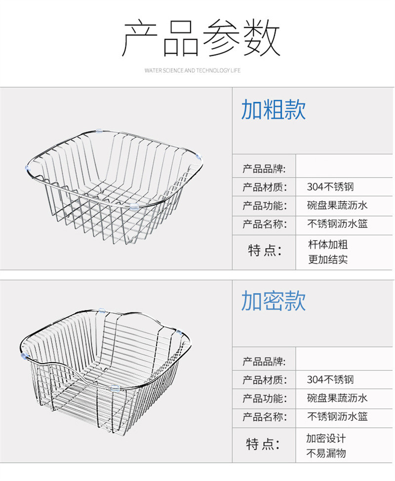 洛港 沥碗架家用厨房水槽置物架子水池不锈钢放碗筷洗碗池沥水篮洗菜盆/组