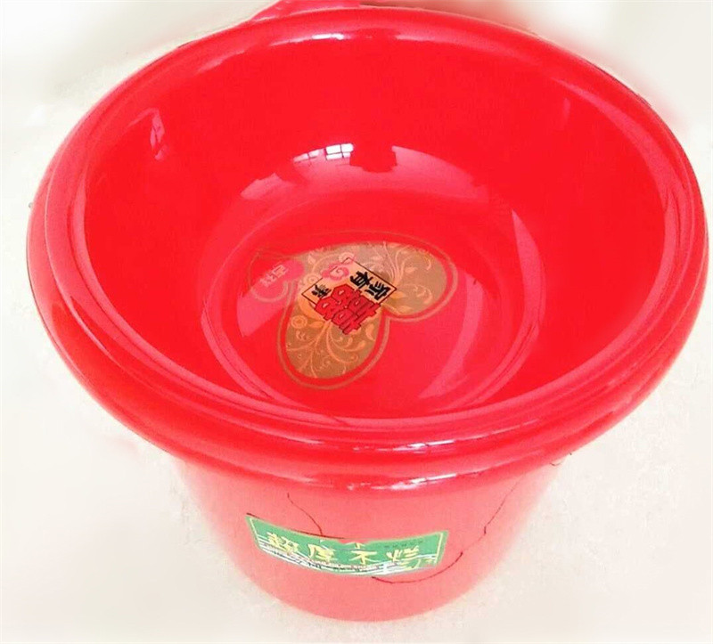 洛港 加厚红色喜字桶大小号塑料储水桶家用洗脚洗车清洁洗衣带盖圆提桶/个