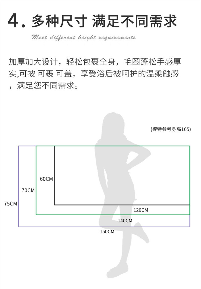 洛港 浴巾男女成人毛巾比全棉纯棉吸水速干裹巾大号/条