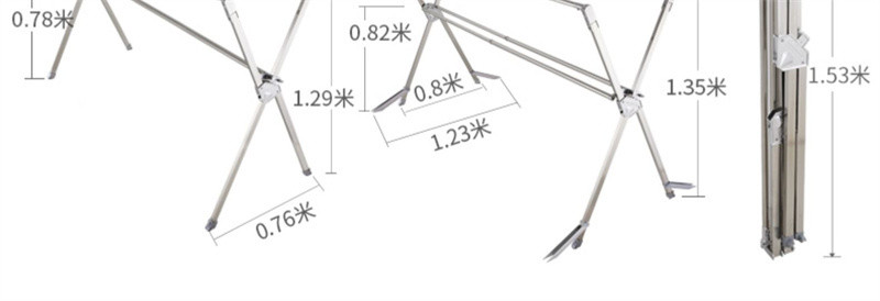 洛港  晾衣架落地折叠室内家用阳台不锈钢双杆式晒被子神器/个 1个