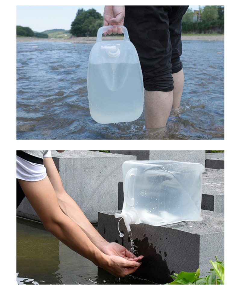 洛港 便携折叠桶储水袋户外提水大容量加厚塑料装水桶饮用水袋