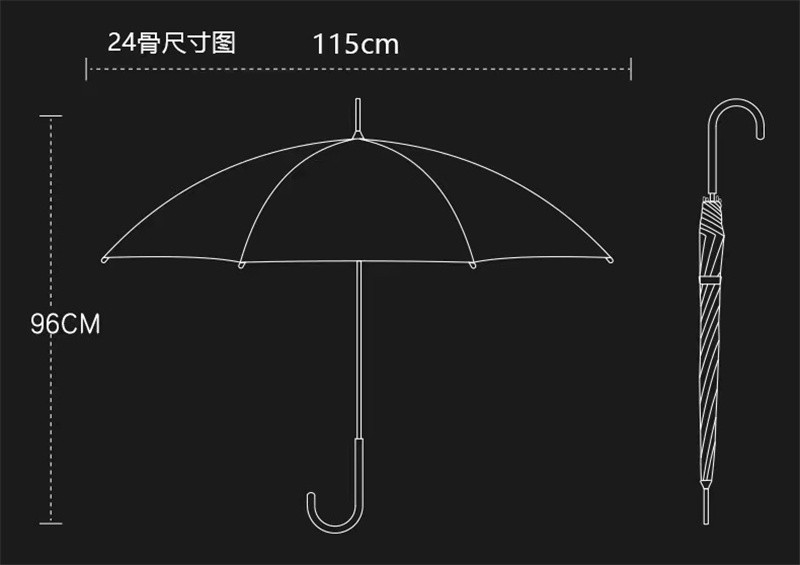 洛港 雨伞男士自动24骨长柄直杆加大加固防台风超大号双人加厚直柄 1把