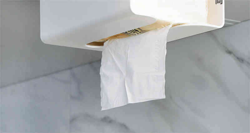 洛港 免打孔厨房用纸收纳盒抽纸盒 卫生间无痕壁挂式纸巾架厕所纸巾盒