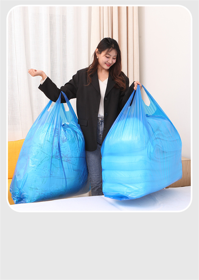 洛港 垃圾袋大号蓝色家用打包袋特大酒店一次性手提收纳整理搬家塑料袋