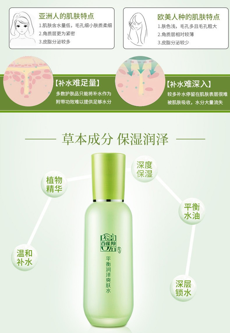 百雀羚/PECHOIN 草本平衡润泽爽肤水100ml 补水保湿清爽控油收缩毛孔精华水