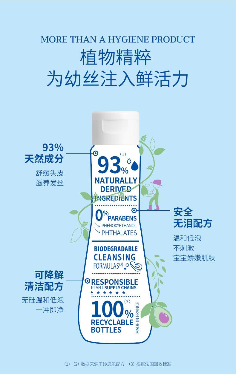 妙思乐 法国原装mustela/妙思乐 婴儿温和洗发露200ml