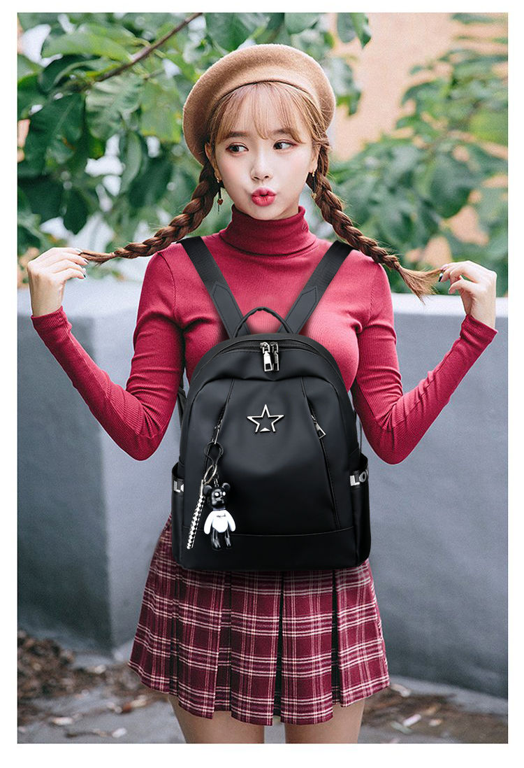 出极 双肩包女韩版新款时尚百搭牛津布帆布包包学生书包迷你小背包