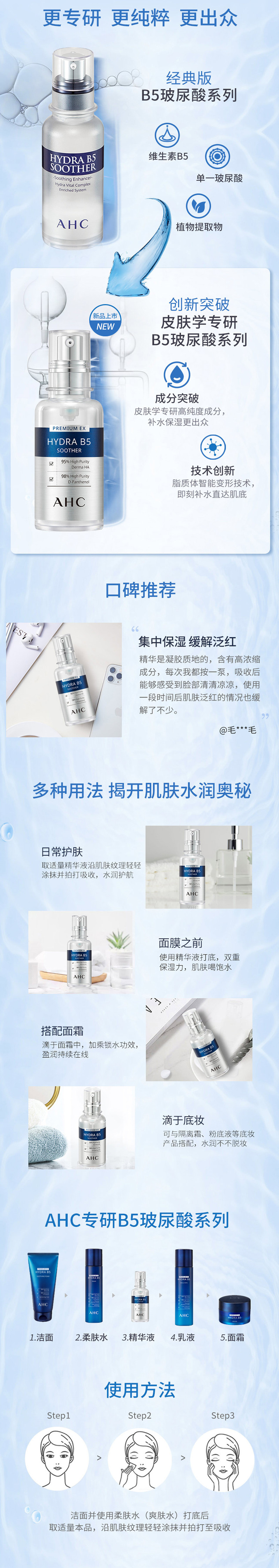 AHC 高浓度B5玻尿酸水盈精华液