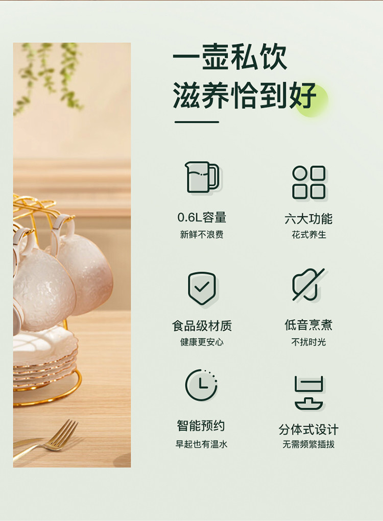 HYUNDAI  多功能养生杯花茶煮茶器QC-ZC0415A 白色