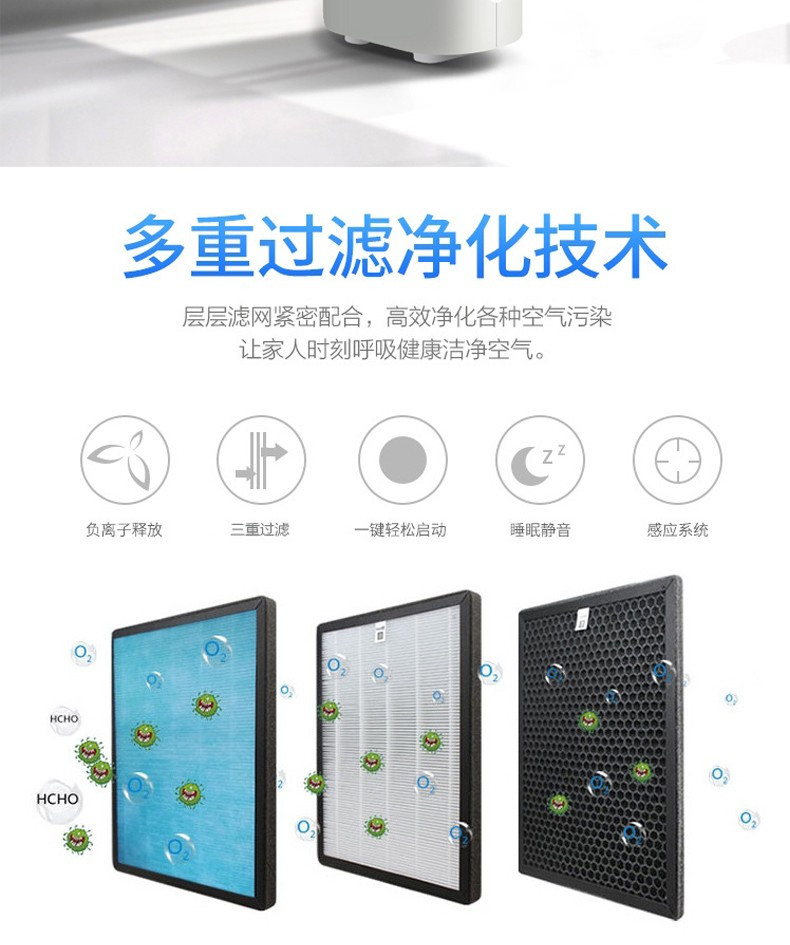 格卡诺 空气净化器家用办公室除甲醛雾霾PM2.5智能负离子净化器 GKN-KJ-G