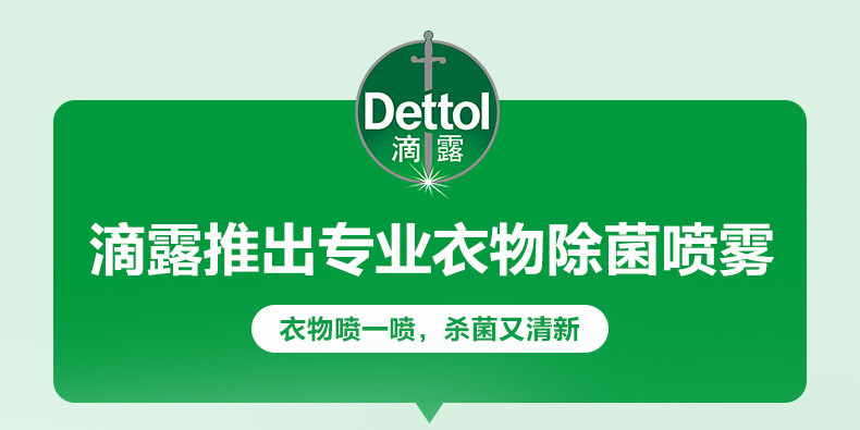 滴露/Dettol 衣物多效护理喷雾快速去味持续清新减少褶皱杀菌99.9% 250ml