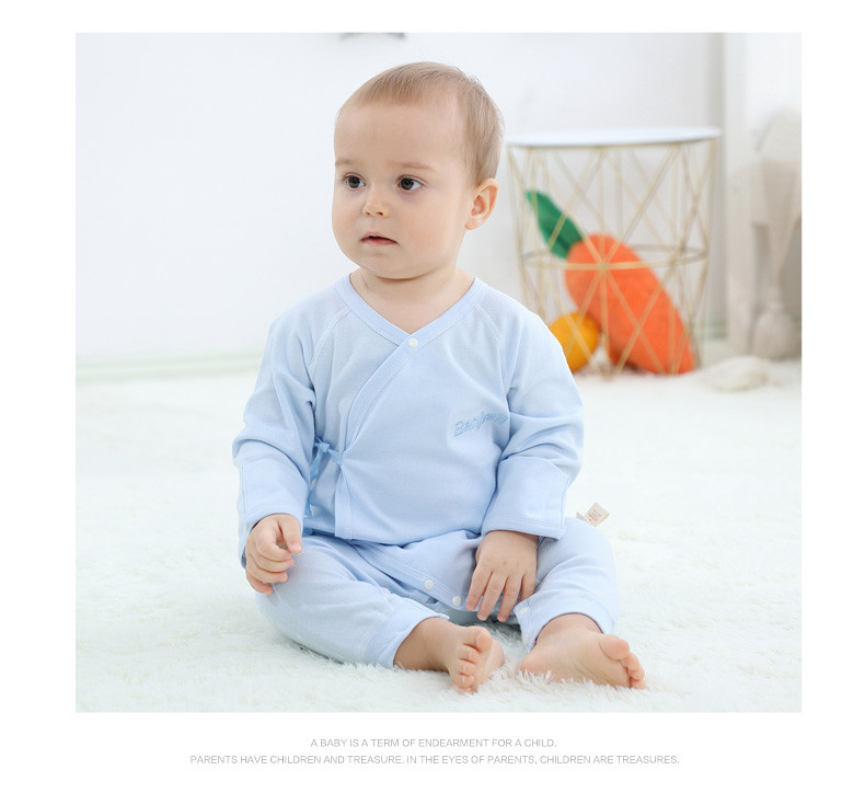 班杰威尔/banjvall 纯棉婴儿连体衣春秋内衣新生儿0-6个月宝宝和尚服春装四季素色哈衣