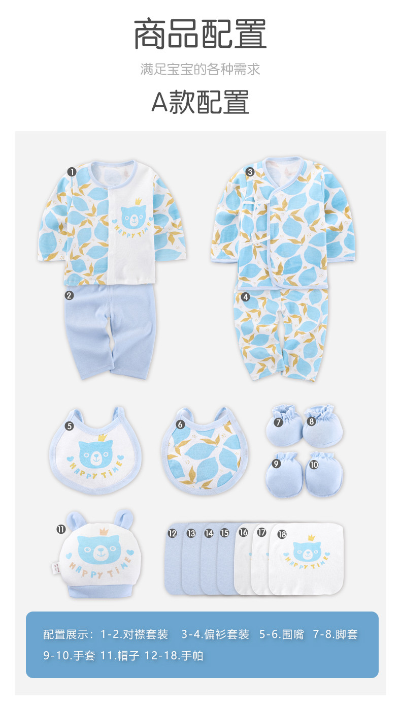 班杰威尔/banjvall 婴儿衣服礼盒套装宝宝满月用品刚出生礼物春秋四季柠檬熊