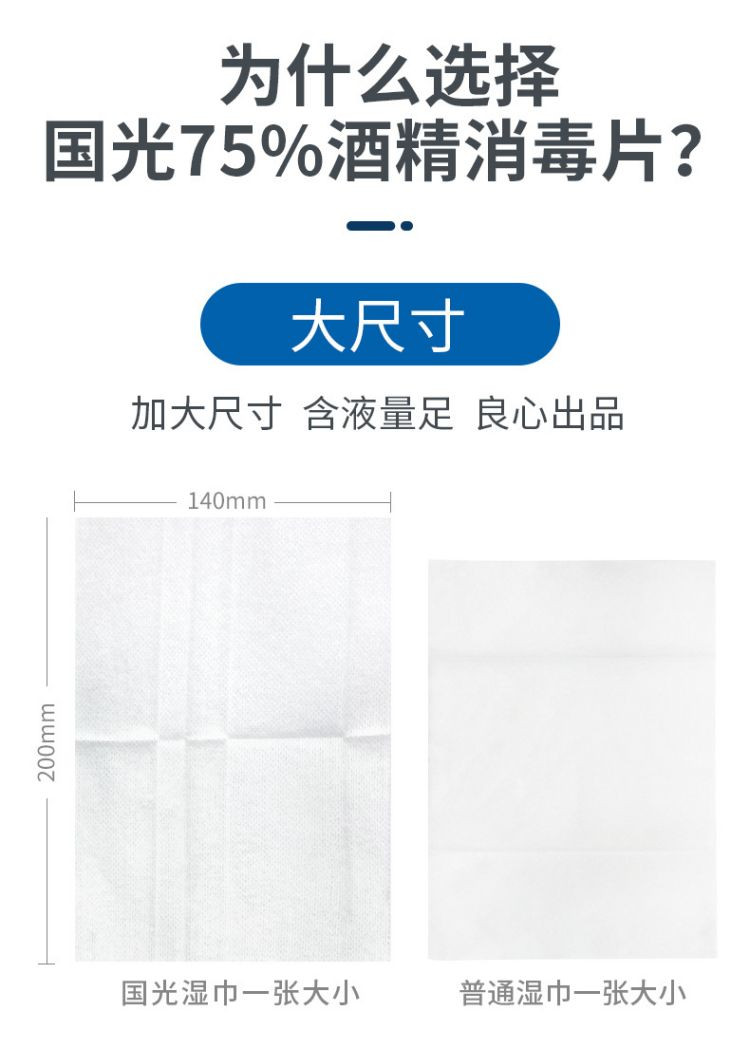 国光湿巾 75%酒精湿巾杀菌99.9%消毒卫生湿纸巾独立包装50抽1提