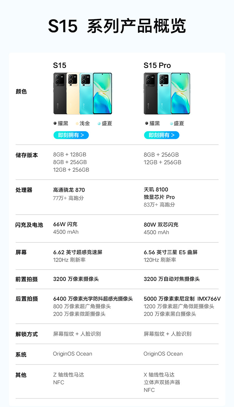 vivo S15 8GB+256GB 浅金 高通骁龙870 超感光影像系统 电影感人像手机