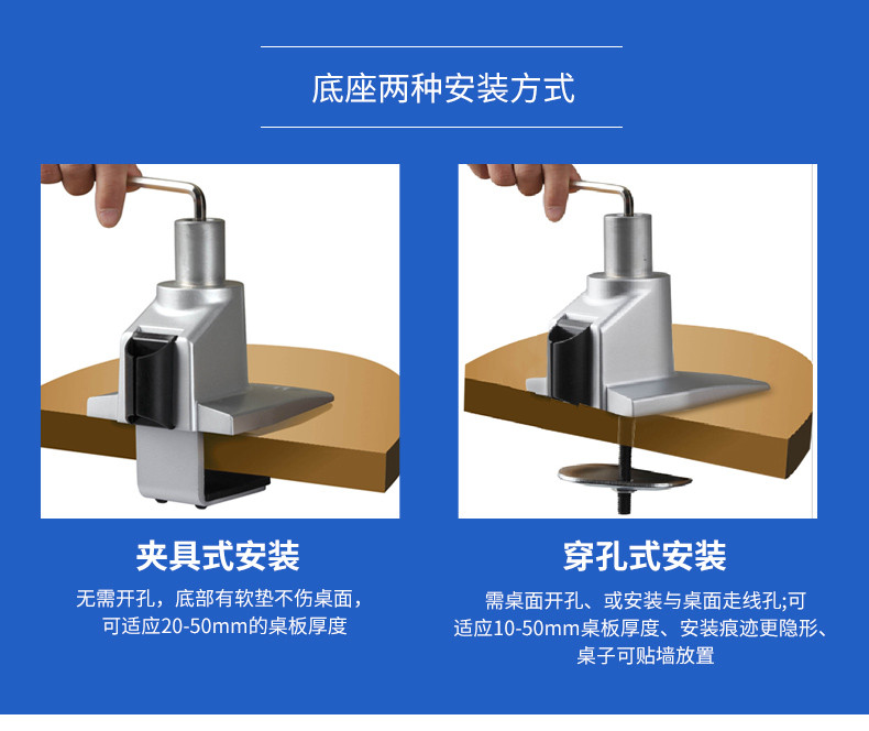 慧想（Thinkwise） 显示器支架/万向旋转可升降/台式可穿孔、夹具固定/BS100