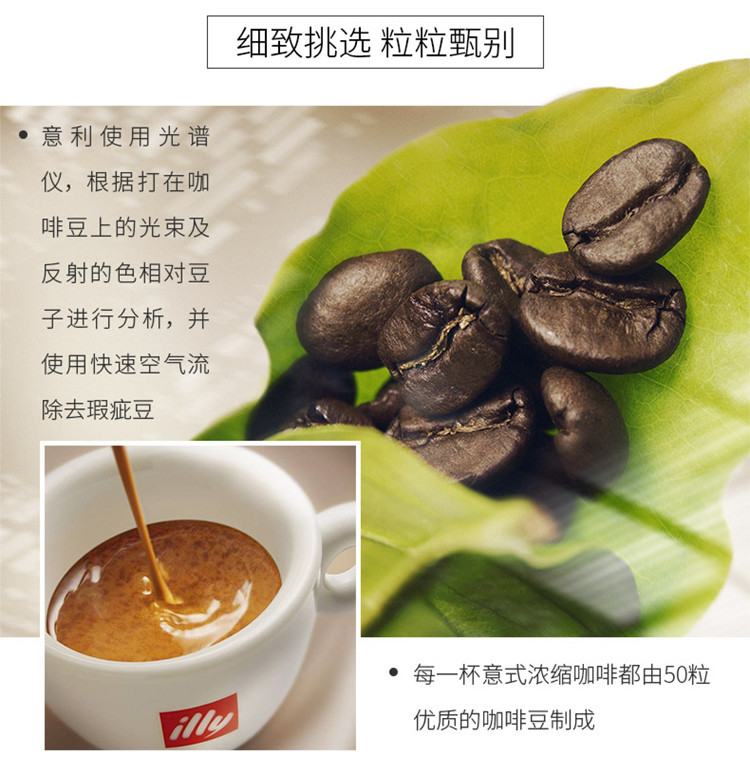 意利（illy）黑咖啡意式拼配 中度烘焙阿拉比卡咖啡豆250g 意大利进口