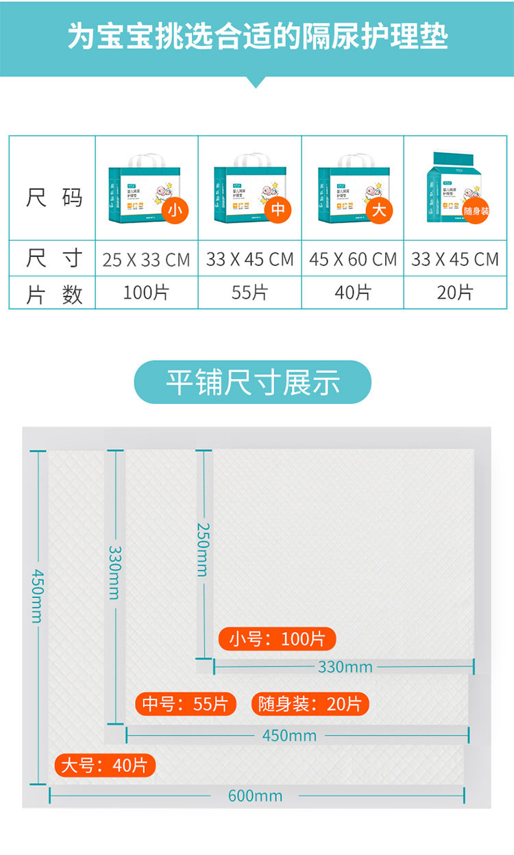一次性隔尿垫新生儿防水透气婴儿护理垫不可洗大号宝宝床单防漏垫