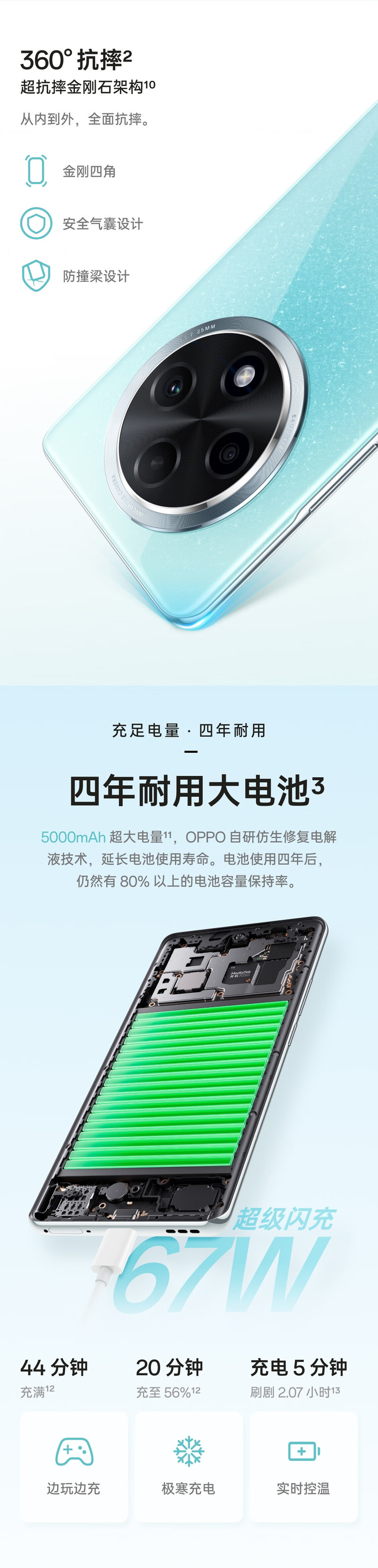 OPPO A3 Pro 满级防水 抗摔护眼屏 AI手机