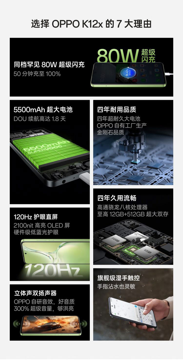 OPPO  K12x 5G 手机 12+512GB OLED直屏