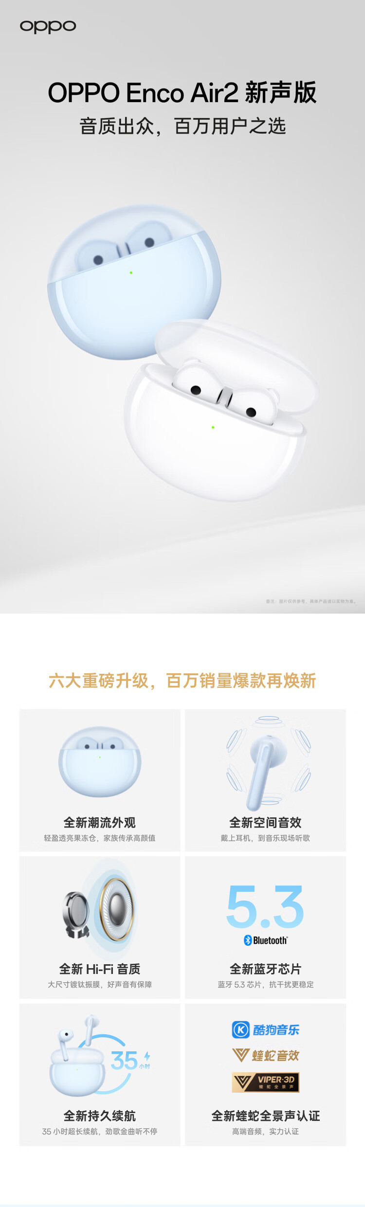 OPPO Enco Air2蓝牙音乐游戏运动智能耳机